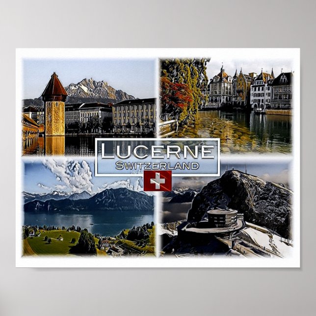 Póster Lucerne - Switzerland - Mosaic - (Frente)
