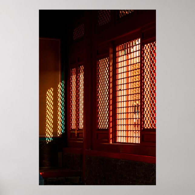 Póster Luces a través de aberturas de ventanas de malla (Frente)