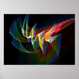 Póster Luces boreales, abstracta aurora arcoiris colorida