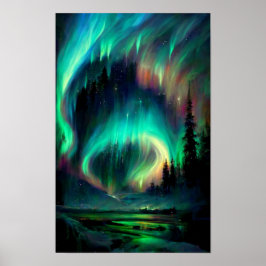 Póster Luces boreales, Aurora Borealis, Alaska