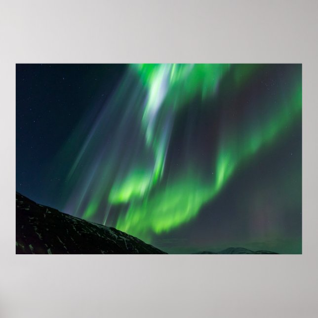 Póster Luces boreales brillantes | Islandia septentrional (Frente)