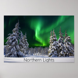 Póster Luces boreales durante el invierno