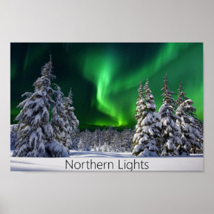 Póster Luces boreales durante el invierno