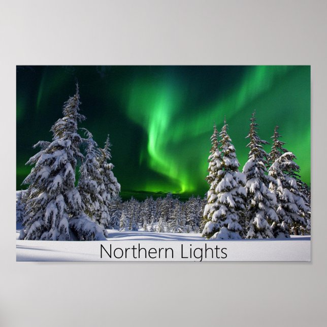 Póster Luces boreales durante el invierno (Frente)