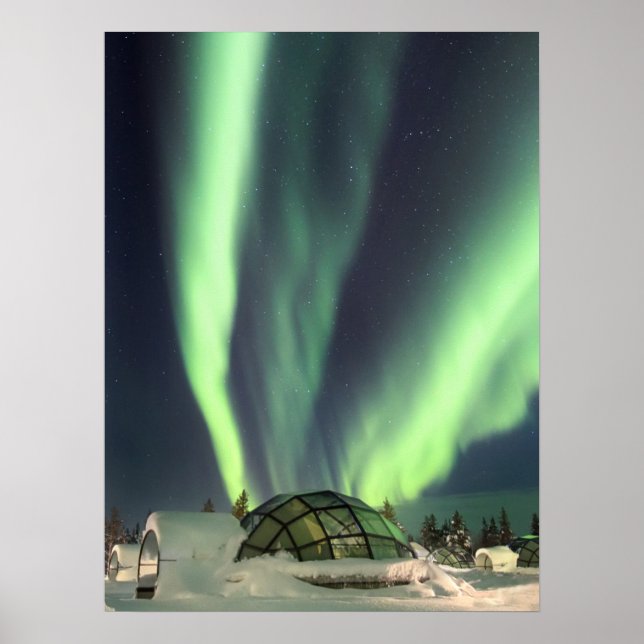 Póster Luces boreales sobre Finlandia (Frente)