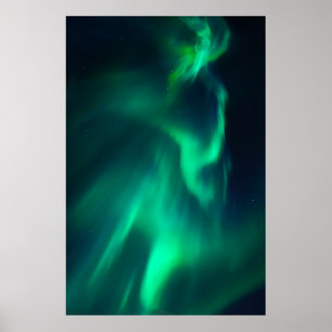 Póster Luces boreales verdes