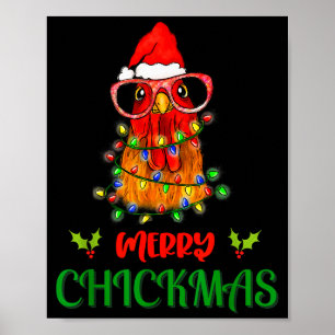 Póster Luces de Adorno Feliz Polli Navidad Granjero de Po