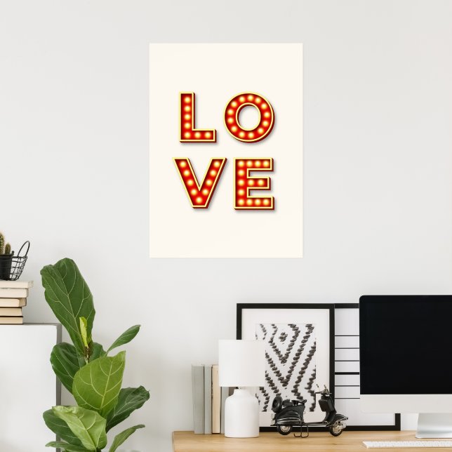Póster Luces de amor retro (Oficina en casa)