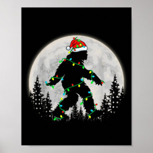 Póster Luces de árbol de Navidad de Bigfoot Santa Diverti