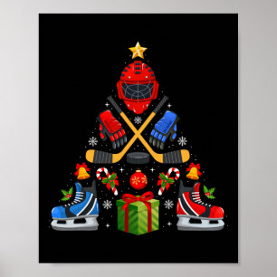 Póster Luces de árbol de Navidad de hockey sobre hielo Go
