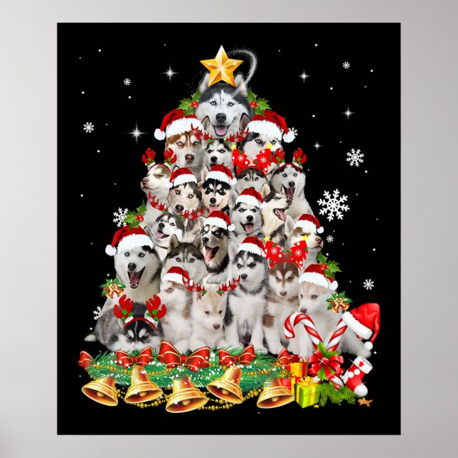 Póster Luces de árboles de navidad siberiana | Navidad de (Frente)