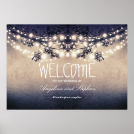 Póster Luces de cadena de bienvenida poster con ramas de