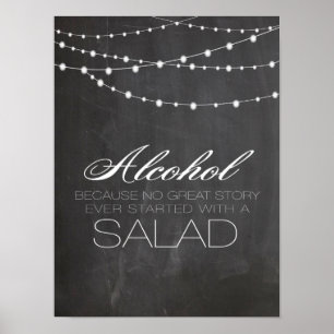 Póster Luces de cadena de cartulina Alcohol por boda