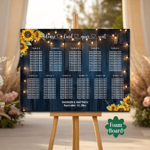 Póster Luces de cadena de madera azul 11 Tablas Asientos 