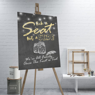 Póster Luces de Cadena Elige un Asiento No un Lado Letrer