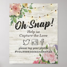 Luces de Cadena Floral de Madera con Hashtag de Bo