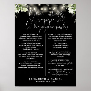Póster Luces de Cadena Florales Negras y Blancas Itinerar