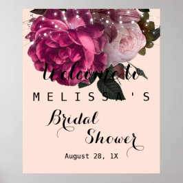 Póster Luces de Cadenas Flores Burdeos Despedida de Solte