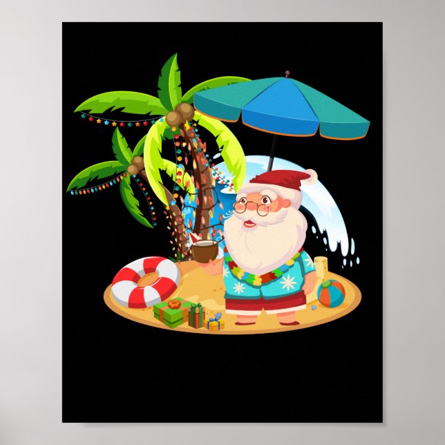 Póster Luces de coco de Navidad tropical de palmeras deco (Frente)