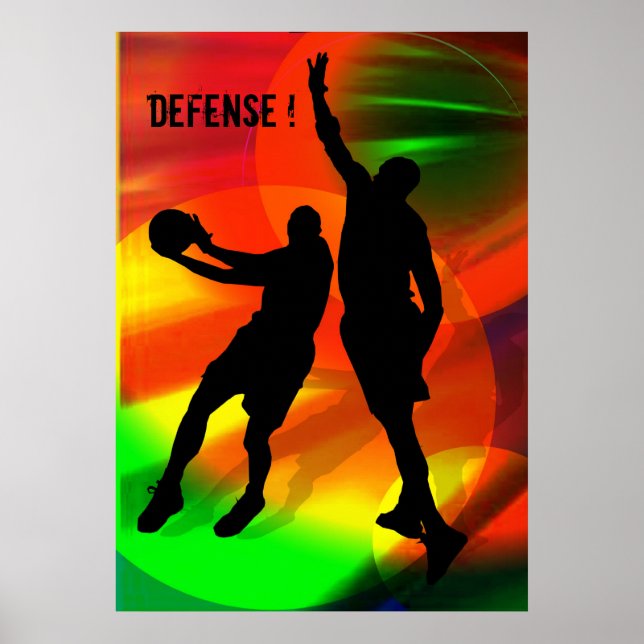 Póster Luces de corte luminosas y dúo de baloncesto (Frente)