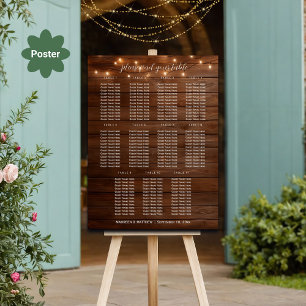 Póster Luces de cuerda de madera marrón 11 asientos Boda
