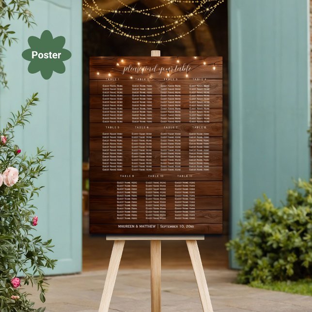 Póster Luces de cuerda de madera marrón 11 asientos Boda (Subido por el creador)