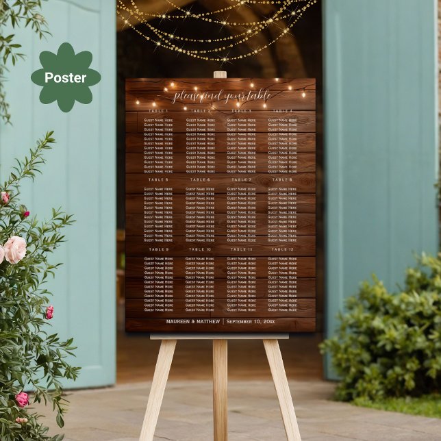 Póster Luces de cuerda de madera marrón 12 asientos Boda (Subido por el creador)