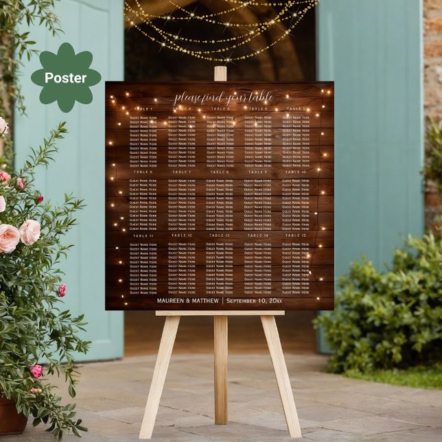 Póster Luces de cuerda de madera marrón 15 mesas Boda asi (Subido por el creador)