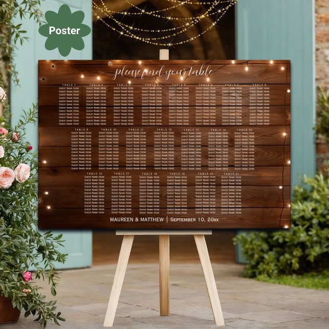 Póster Luces de cuerda de madera marrón 21 asientos Boda (Subido por el creador)