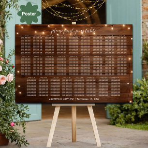 Póster Luces de cuerda de madera marrón 26 mesas Boda asi