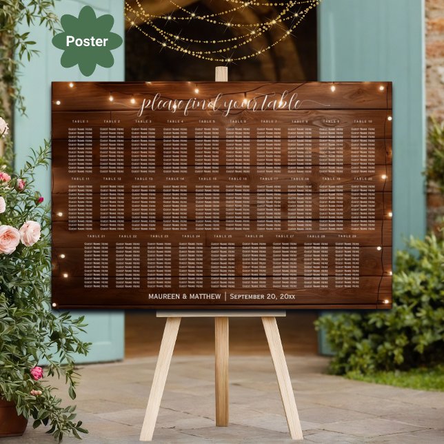 Póster Luces de cuerda de madera marrón 29 mesas Boda asi (Subido por el creador)