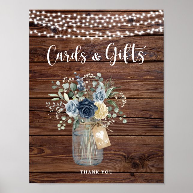 Póster Luces de Cuerda de Madera Rústica Tarjetas y Regal (Frente)