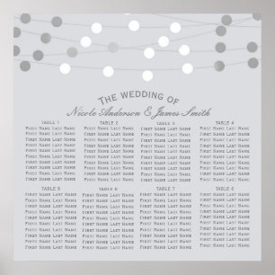 Póster Luces de Cuerda de Plata Blanca Asientos de Boda M