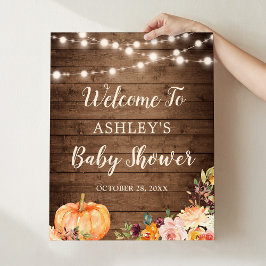 Póster Luces de Cuerda Rústicas Baby Shower de Otoño Cala