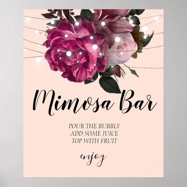 Póster Luces de cuerda rústicas ducha de novia mimosa bar (Frente)