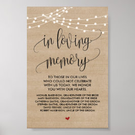 Póster Luces de cuerda rústicas Letrero de mesa conmemora