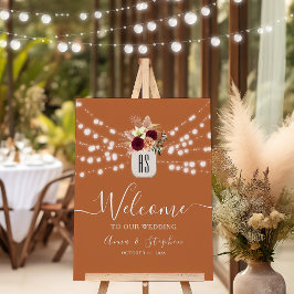 Póster Luces de Cuerda Rústicas Naranja Quemada Boda Bien