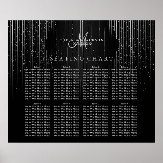 Póster Luces de estrella plateadas y negro - Gráfico de a (Frente)