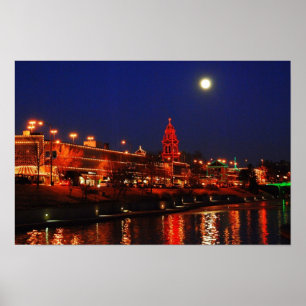 Póster Luces de Kansas City Plaza bajo una luna llena