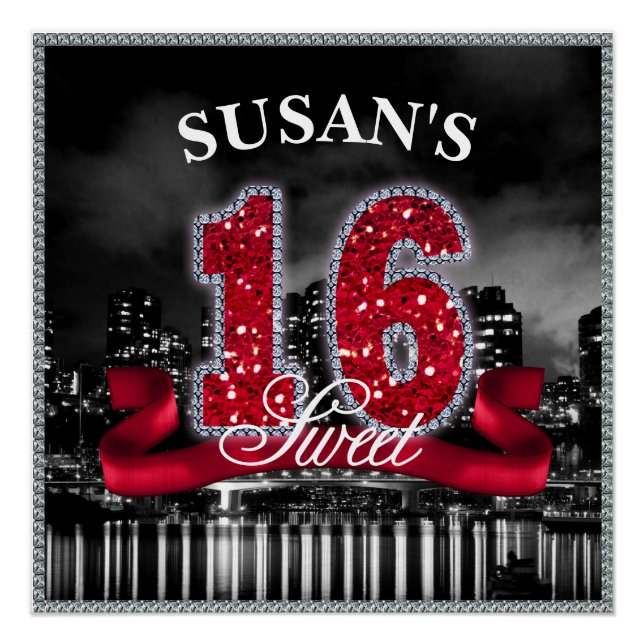 Póster Luces de la ciudad dulces Dieciséis ID242 rojo (Anverso)
