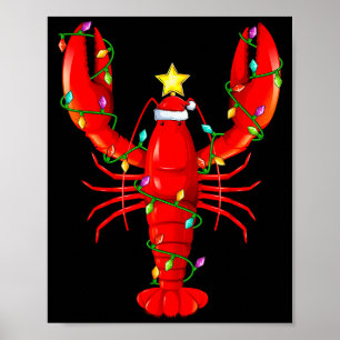 Póster Luces de langosta árbol de Navidad coincidente lan