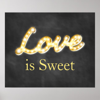 Póster Luces de marquesina de época Amor es dulce - pizar