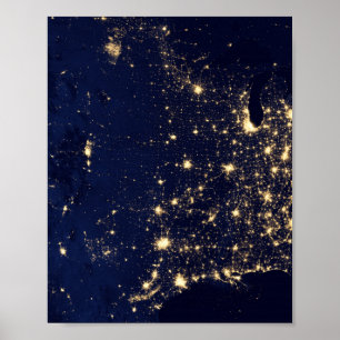 Póster Luces de Nasa desde el Espacio EE. UU.