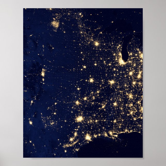 Póster Luces de Nasa desde el Espacio EE. UU. (Frente)