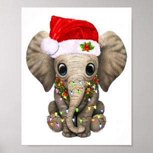 Póster Luces de Navidad de Elefante Divertido para Amante