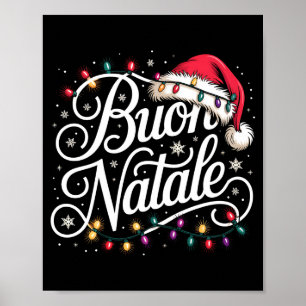 Póster Luces de Navidad de Familia Italiana Sombrero Rojo