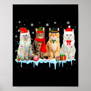 Póster Luces de Navidad de Gato Divertido Reno Santa Kit