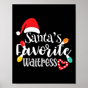 Póster Luces de Navidad de la camarera favorita de Santa