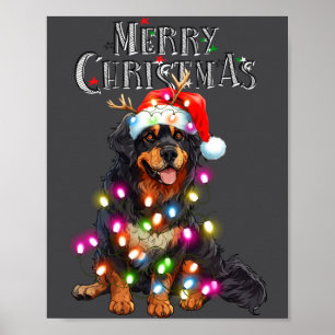 Póster Luces de Navidad de Montaña de Berna Lindas Perro