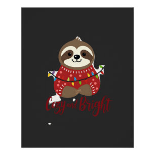 Póster Luces De Navidad De Perezoso Acogedoras Y Brillant